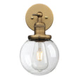  Vintage Industrial Wall Sconce Lighting Fixture with Mini 5.9" Round Clear Glass Globe Hand Blown Shade