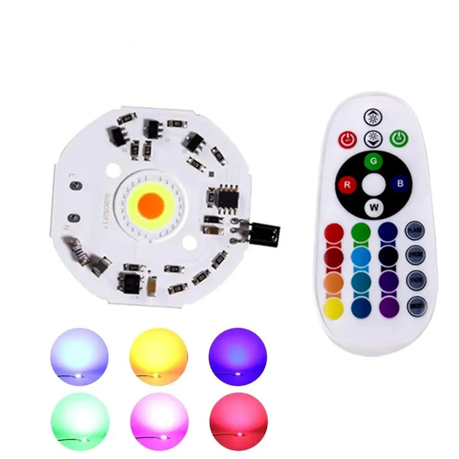 Driverless RGB COB LED Chip (220V / 5V USB) with Remote Control - High-Power DIY Floodlight Light Engine