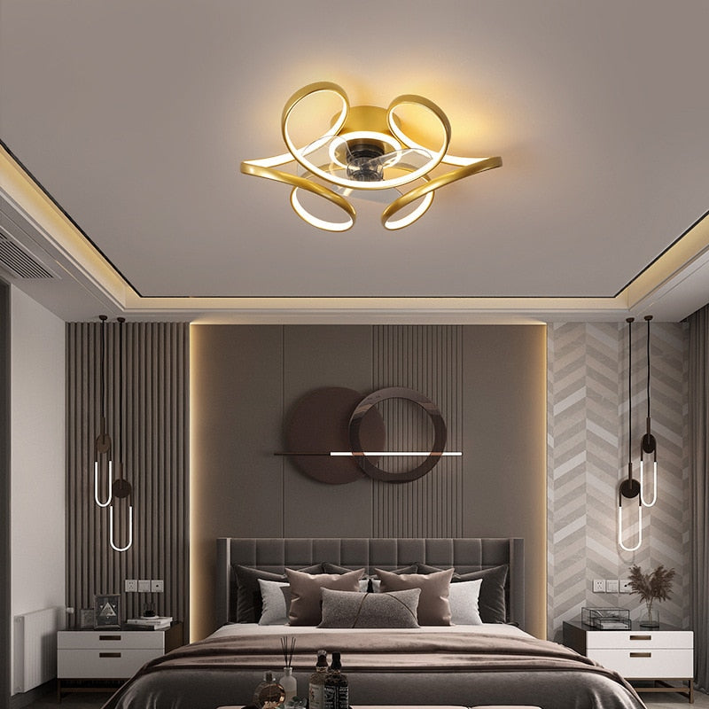 Modern Simple LED Ceiling Fan Lamp With Remote Control Dining Room Bedroom Lamp Silent Ceiling Light Lustre Fixture
