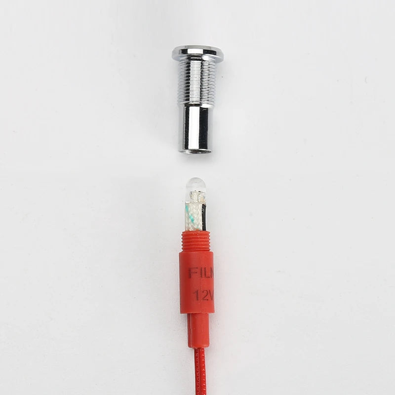 6mm mini 12v 24V LED Metal indicator light flat pilot light signal lamp red green blue orange white with 20cm cable