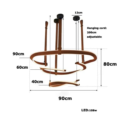 2026 Leather Belt LED Ceiling Chandelier - Luxury Living Room Hanging Lamp