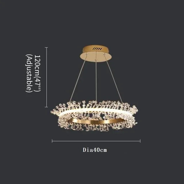 French Light Luxury Lamps Modern Minimalist Living Room Diningroom Bedroom Lighting Internet Celebrity Ring  Crystal Pendant