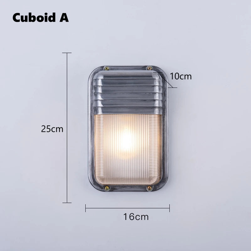 Retro Aluminum Outdoor LED Wall Lamp E27 Waterproof Moisture Industrial Garden Porch Light Bathroom Balcony Glass Ceiling Light