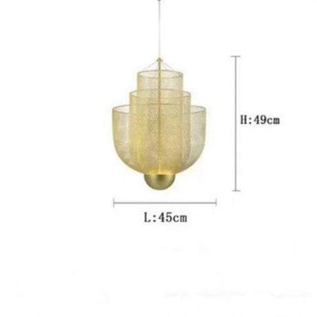 Nordic Dimmable Metal Grid LED Chandelier Lighting lustre Designer Iron Geometric Hollow LOFT Pendant Mesh matics Hanging Lamps