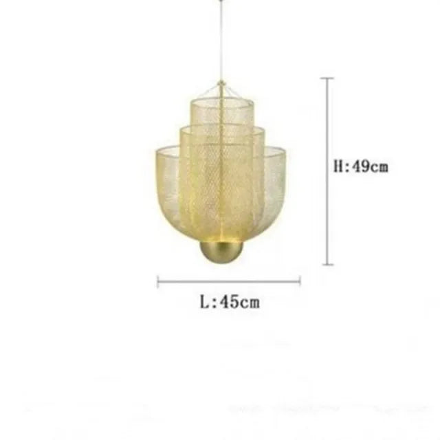 Nordic Dimmable Metal Grid LED Chandelier Lighting lustre Designer Iron Geometric Hollow LOFT Pendant Mesh matics Hanging Lamps