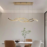 2026 Dining Room Lustre Remote Control Dimmable Pendant Lights Luxury K9 Crystal Hang Chandelier Wave Steel Lamp Fixtures