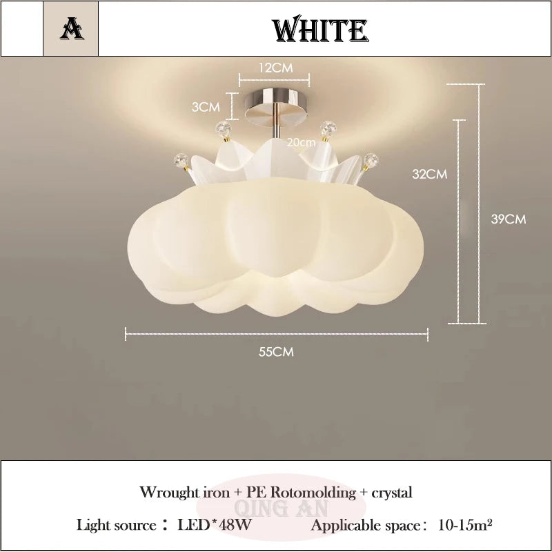 2025 New Crown LED Pendant Lamp Children's Room Restaurant Boy Girl Bedroom with Remote Control Chandelier Study Lighting Decor