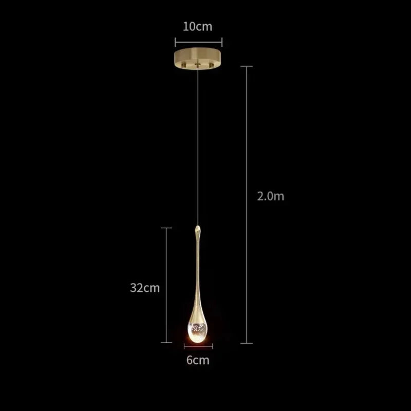 Nordic LED Pendant Lights Luxury Crystal Hanging Lamp Indoor Lighting for Home Living Dining Bed Room Kitchen Bathroom Decor