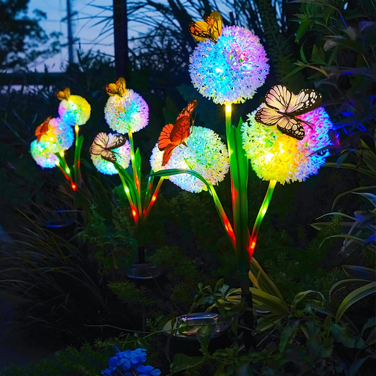Solar Butterfly Dandelion Garden Lights, Outdoor Solar Dandelion Lights, Suitable for Garden Courtyard Patio Lawn Decoration