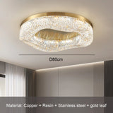 Luxury Gold Lustre Crystal Chandelier Rounded Copper Ceiling Lamp for Dining Living Room Bedroom Home Decoration