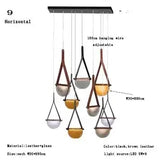 Nordic Leather Handmade Glass LED Lights Creative Belt Design Pendant Lamp for Bedroom Restaurant  Designer Model Room Decor