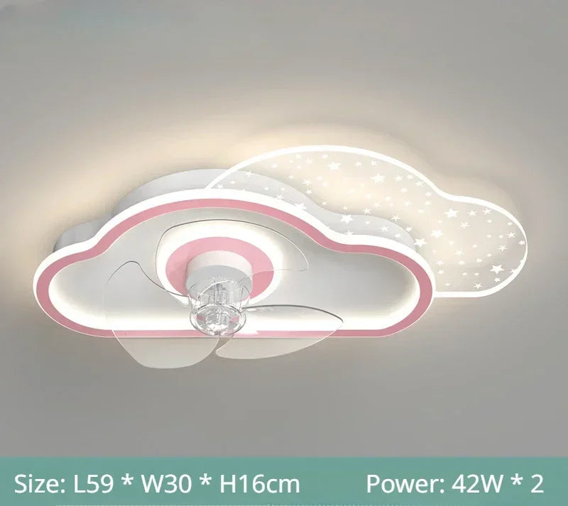 Nordic Ceiling Fan Lamp for Bedroom Kids Room Stylish Decor with Tiny LED Spotlights Ideal for Nursery and Children's