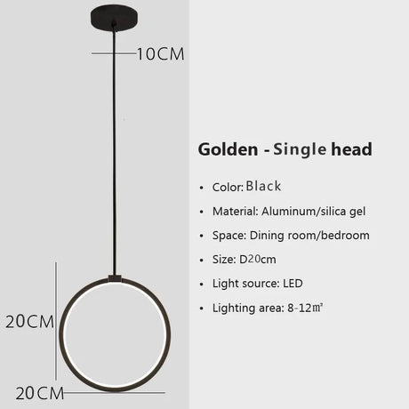 Modern Minimalist LED Pendant Light Chandelier For Bedroom Restaurant Living Room Gold Black Hanging Lamp Decoration Luster