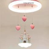 Chandelier Girl Bedroom Light Creative Cartoon Pink Girl Heart Castle Love Light Girl Princess Room Light Remote Control