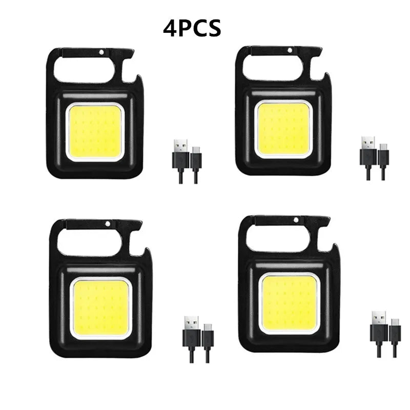 Mini LED 500mah Cold White Work Light Portable Pocket Flashlight Keychains USB Rechargeable For Outdoor Camping Small Corkscrew