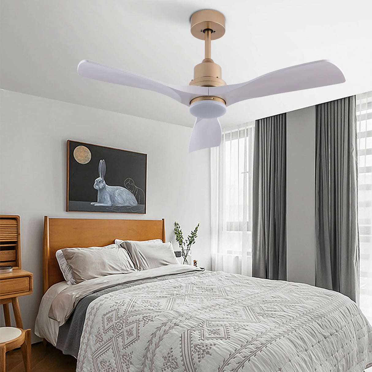48 inch Indoor Ceiling Fan with LED Light, Ceiling Fan with Light and Remote, Modern Ceiling Fan for Bedroom Living Room