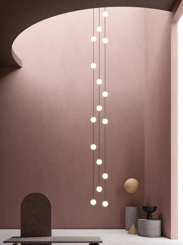 LED Minimalist Style Chandelier Hanging Stairs Pendent Lamp Designer Living Room Kitchen Bedroom Pendant Light Indoor Lighting