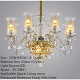 European Luxury Crystal Chandelier LED Living Room Restaurant Bedroom Villa  Hotel Duplex Building Candle Pendent Lamp