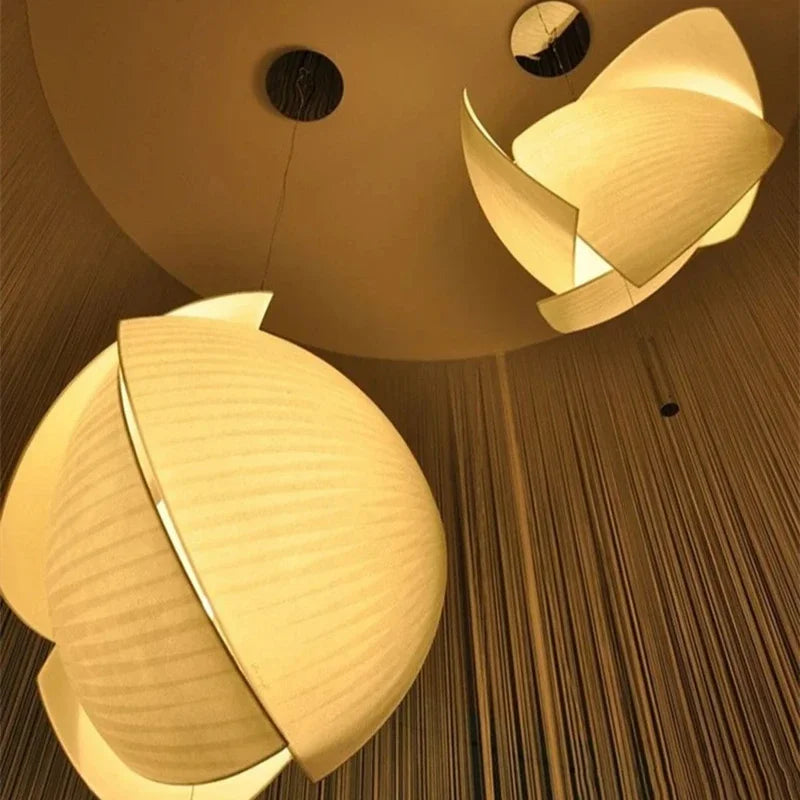Japanese Wabi-sabi Style Modern Fabric Living Room Bedroom Chandelier Restaurant Art Shell Pendant Lights Home Decor Soft Light