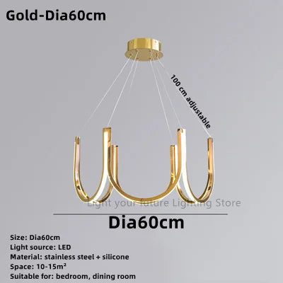 Nordic Gold Postmodern Minimalist  Led Ceiling Chandelier For Living Room Bedroom Restaurant Indoor Lighting Pendant Lamp