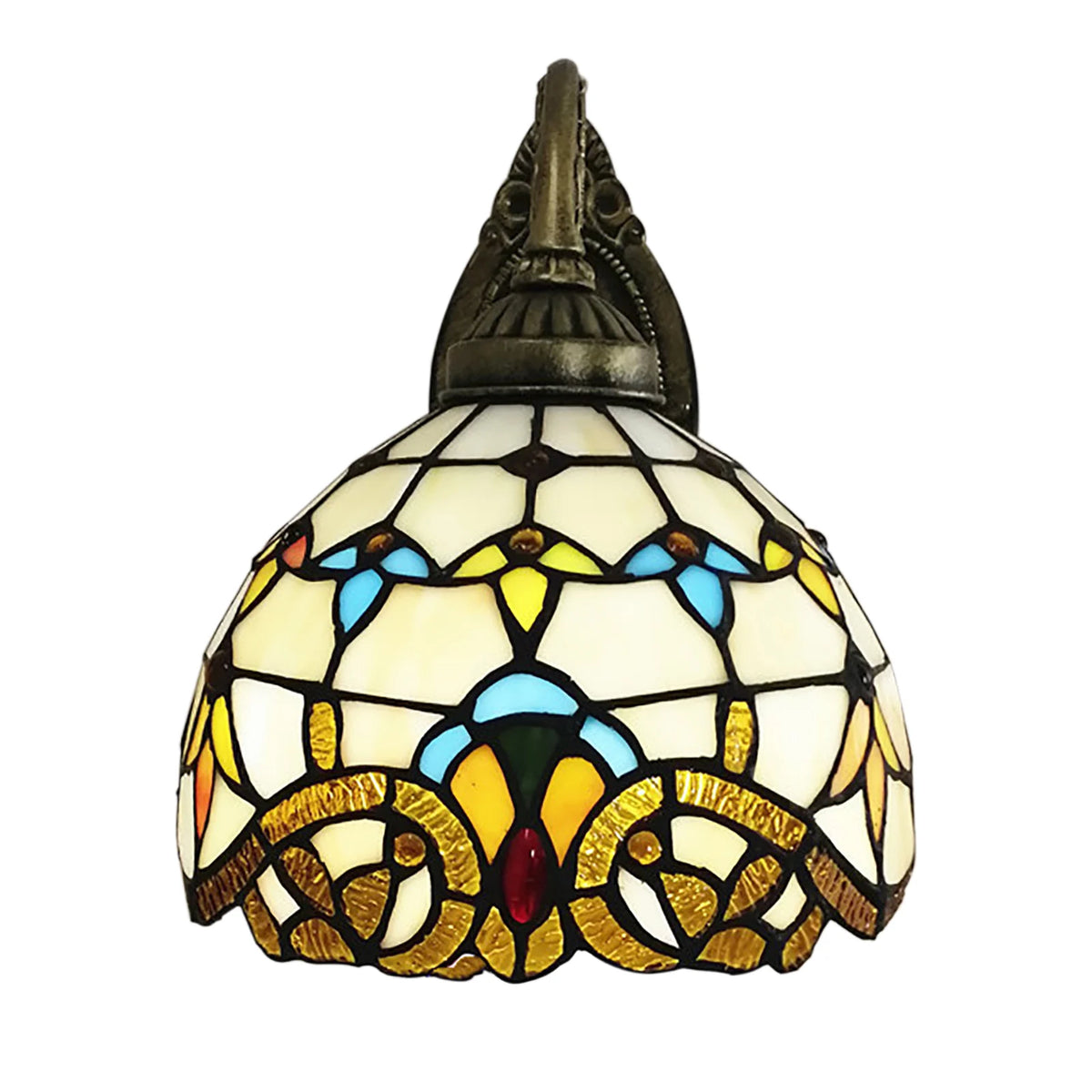 Style Beige Dome Glass Wall Lamp, Victorian Style, For Bedroom, Living Room, Dining Room, Balcony, Loft