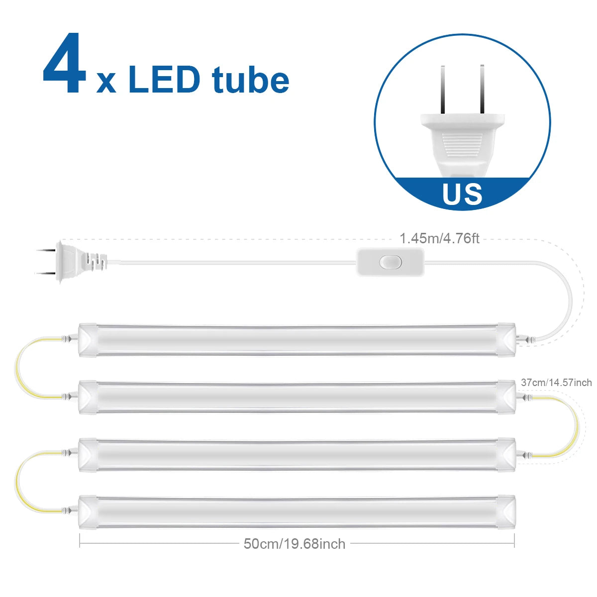 50cm LED Tube Light Bar (T5 15W / T8 25W) - Under Cabinet, Kitchen Wall Lamp & Fluorescent Tube Replacement