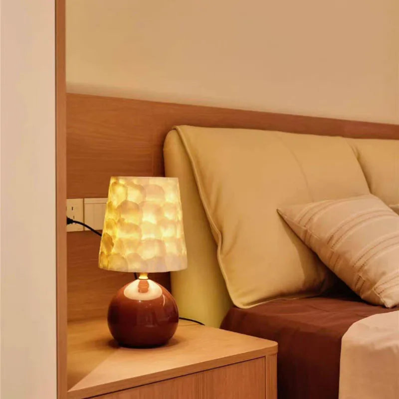 Natural Shell Ceramics High-end LED Decoration Table Lamp Desk Light For Living Room Bedroom Study Lighting Fixtures