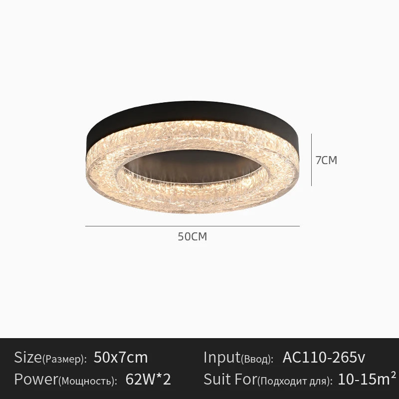 Italian Luxury LED Crystal Chandelier - Modern Flush Mount Ceiling Light