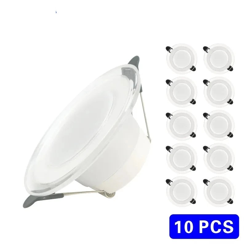 10pcs/lot LED Downlight 6W LED Lamp 220V Spotlight Recessed Round Panel Light 3 Colors Changeable Indoor Lighting Down light