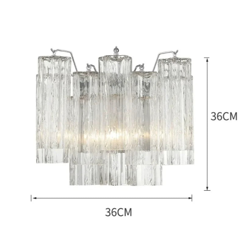 Italian Murano Glass LED Wall Lamp - Luxury Decorative Sconce Light Fixture for Bedroom Bedside, Living Room & Restaurant