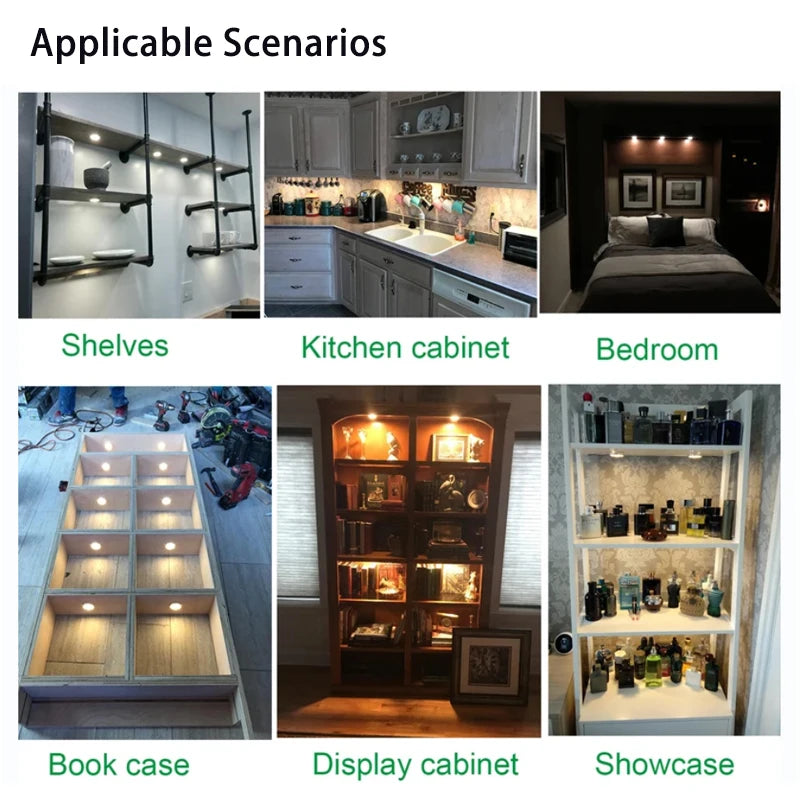 LED Under-Cabinet Puck Light with 5V USB Switch - Compact Spot Lamp for Display Cases, Shelves & Camper Vans
