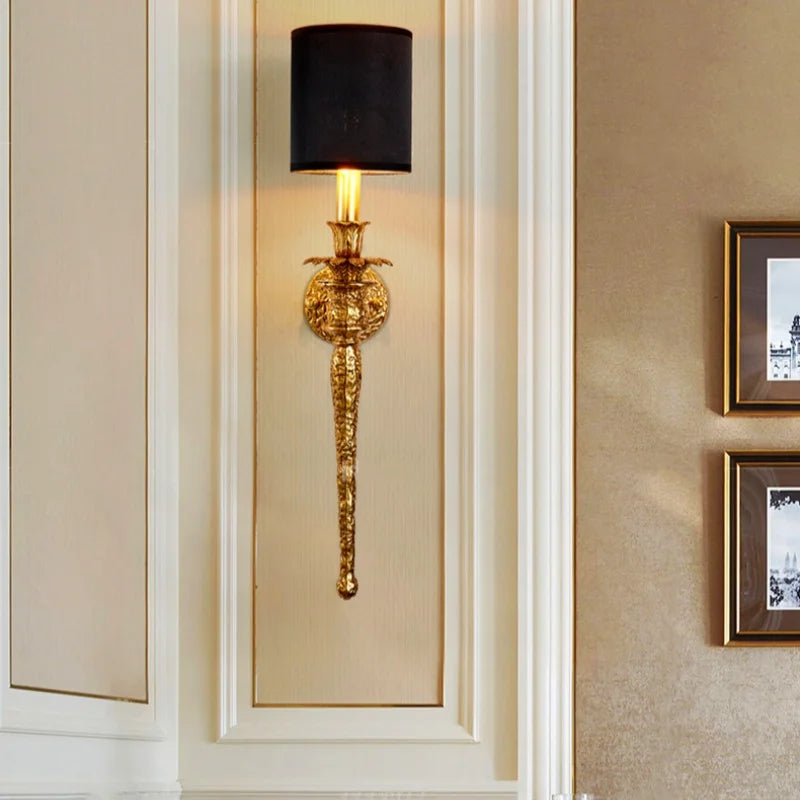 Full Copper LED Wall Lamp - Luxury Modern Retro Sconce Light Fixture for Living Room TV Background, Bedroom Bedside & Staircase