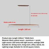 Modern LED Wooden Pendant Light Long Linear Hanging Lamp for Kitchen Island Office Bar Dining Living Room Pendant Lamp Lighting