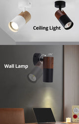 Surface Flush Mounted Ceiling Spot Light fixture Wall Sconce GU10 LED Lamp Replaceable Nordic Wood graine Bedroom Living Decor