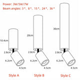 3° 8° 15° Surface Mounted LED Spot Small Angle Beam Home Lighting, Ceiling Mounted Ambient Backlight