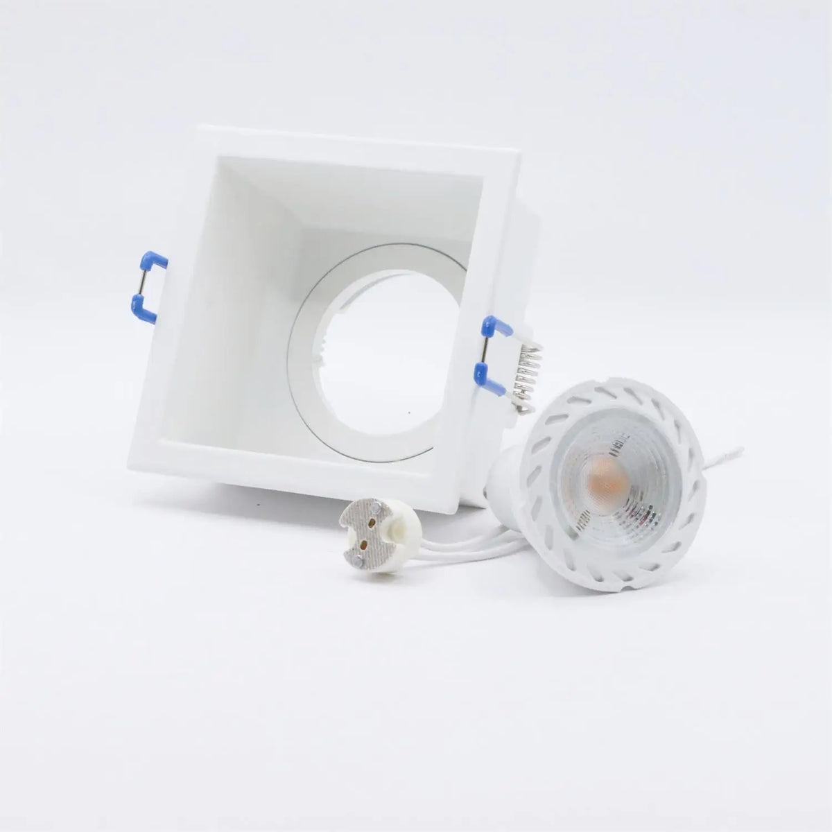 High Quality LED Eyeball Casing Downlight Ceiling Light Fixture Zinc Alloy Ceiling Spotlight Frame White Square Head