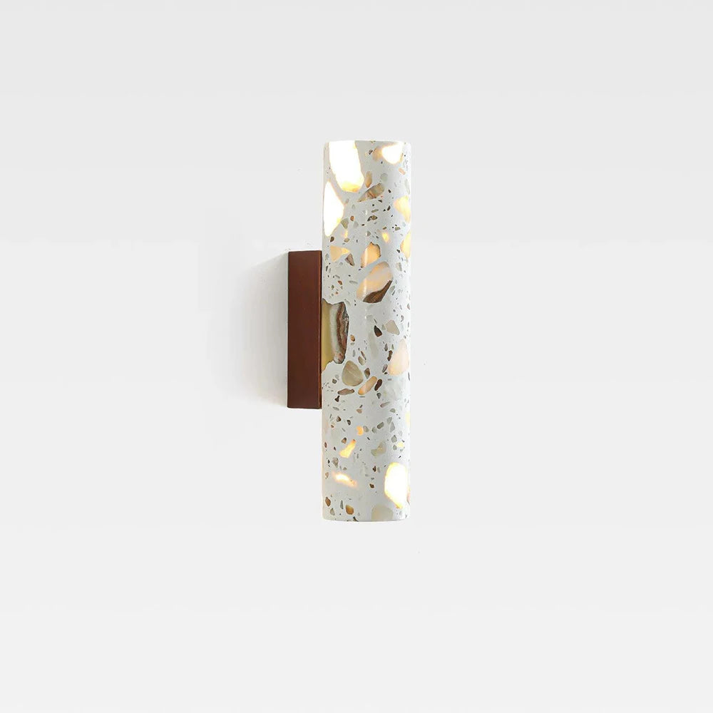 Mid-Century Translucent Stone LED Wall Lamp - Retro Architectural Accent Sconce Light Fixture for Bedroom Bedside, Living Room Background & Corridor