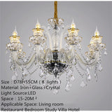 European Luxury Crystal Chandelier LED Living Room Restaurant Bedroom Villa  Hotel Duplex Building Candle Pendent Lamp