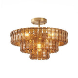 Italian Murano Glass Ceiling Chandelier Light - Handcrafted Luxury Flush Mount Pendant Fixture for Living Room, Bedroom & Restaurant Decor