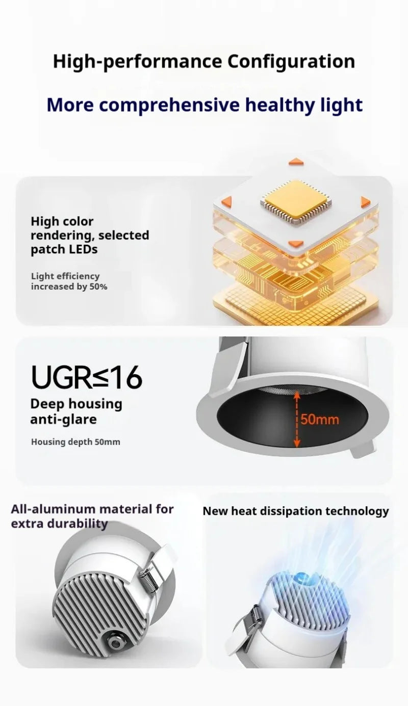 IP68 Waterproof LED Downlight Embedded 7W 9W 12W 15W 18W 24W LED Ceiling Light For Kitchen Washbasin Bathroom Recessed Spotlight