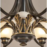Solid Brass Chandelier with Glass Shades - 3-Color LED Luxury Dining Room Light