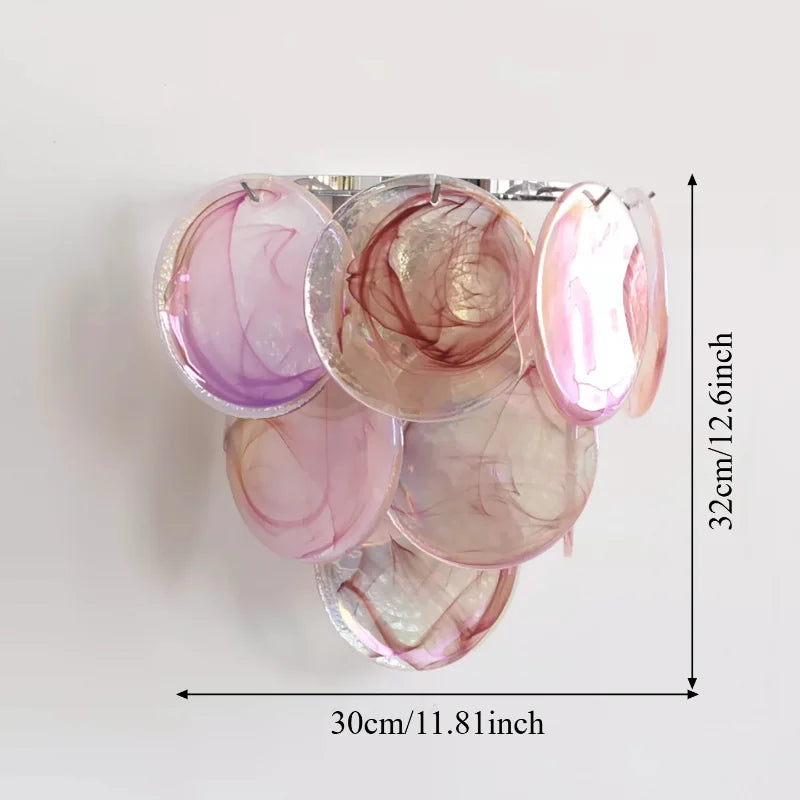 Italian Murano Glass LED Wall Lamp - Luxury Decorative Sconce Light Fixture for Bedroom Bedside, Living Room & Restaurant