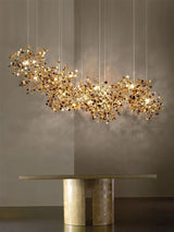 Modern Creative Stainless Steel Chrome Leaf LED Chandrlier Living Room Restaurant Pendant Lamp Display Window Bar Decor Lighting