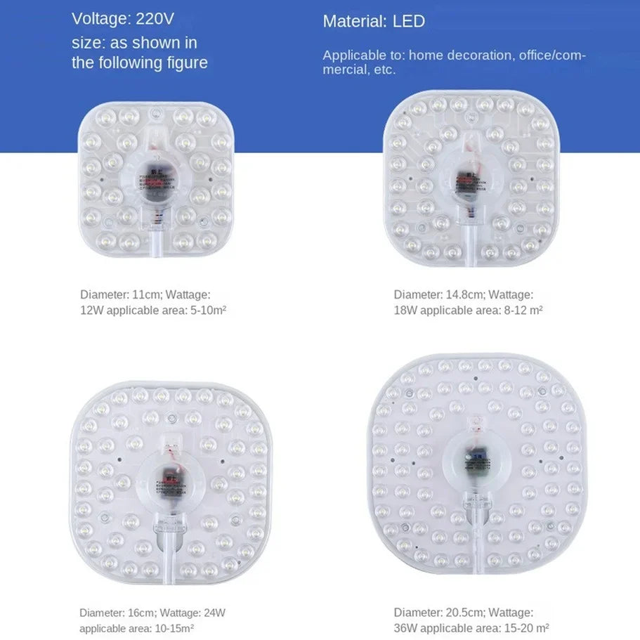 LED Module Source Ceiling 36W 24W 18W 12W  LED Ring PANEL Square Light AC220V Square Ceiling Board The With Magnet