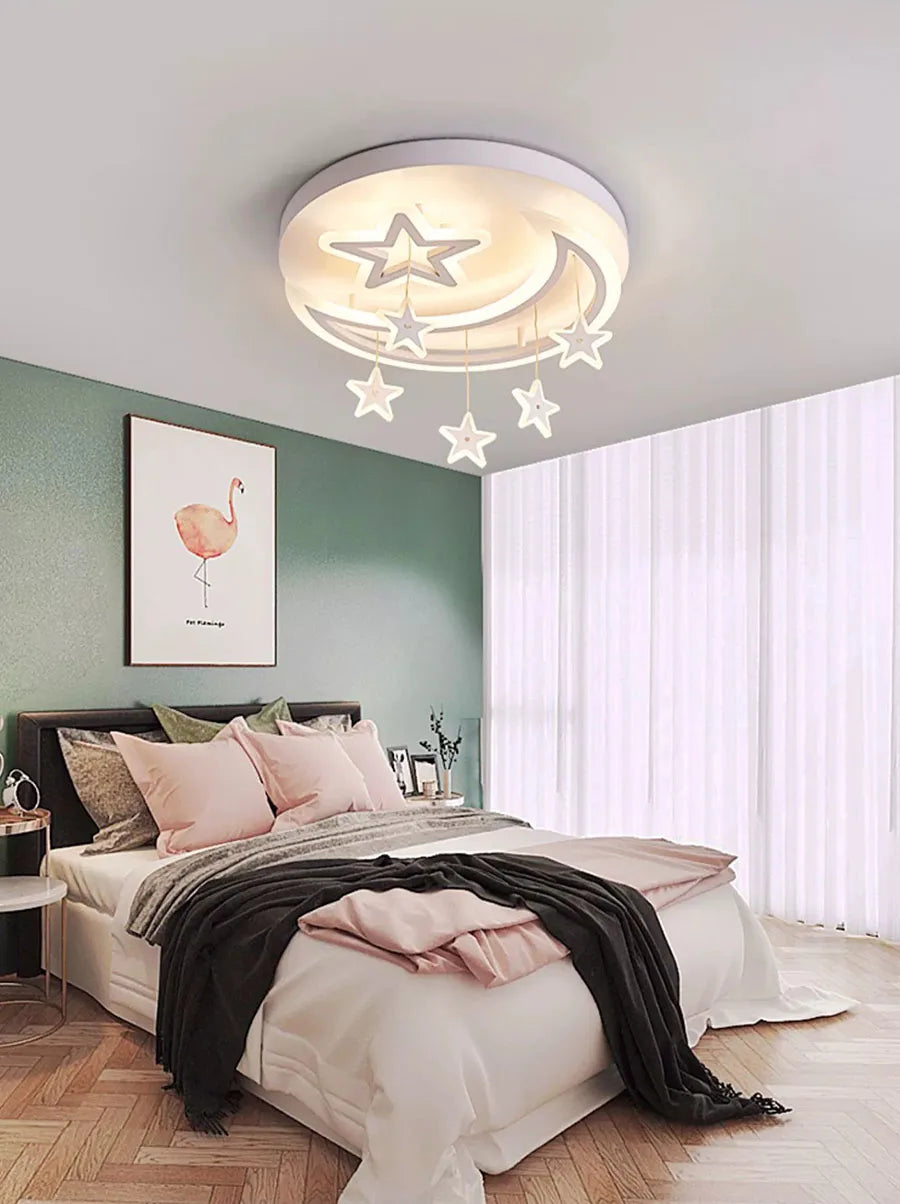 Children's Lamp: Modern Minimalist Star and Cloud Ceiling Light for Boys and Girls, Romantic LED Fixture for Study and Bedroom