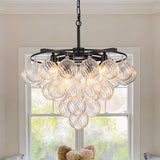 Chrome Tiered Bubble Chandelier Led Pendant Light For Living Room Dining Room Staircase Villa Luxury Glass Ball Hanging Lamp