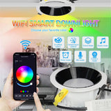 110v 220v Voice Control Smart Led Downlight RGB WW CW 4inch Smart Ceiling Light Work With Alexa Home App Control