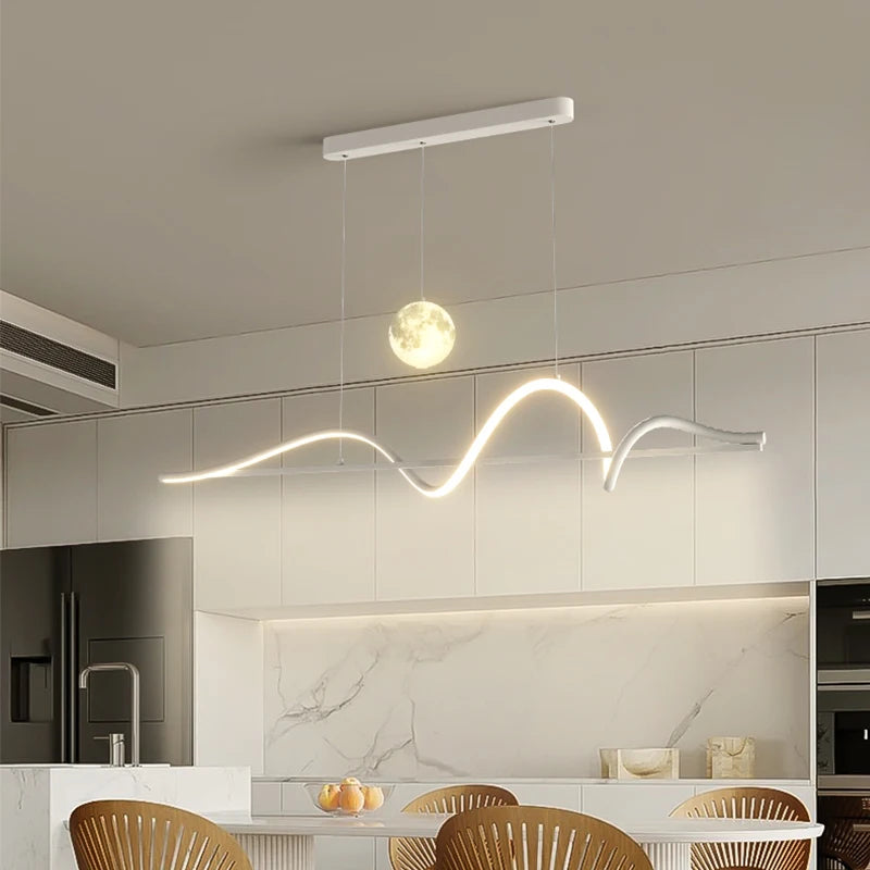 Modern Led Pendant Lights Chandelier For Dining Table Living Room Kitchen Bar Counter Creative Moon Hanging Lamp Home Decor Lamp