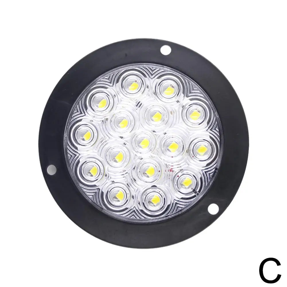 Universal Round LED Rear Tail Lights - 12V 24V Turn Signal Brake Stop Reverse Lamp