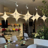 Nordic Creativity Geometric Stars Silk Chandelier Restaurant Cafe Bar Dining Room Pendant Lamp Villa Loft  Hanging Light Fixture